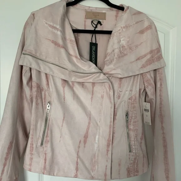 BLANKNYC Faux Suede pink waterfall jacket NWT from Anthropologie Size Medium - Picture 2 of 12